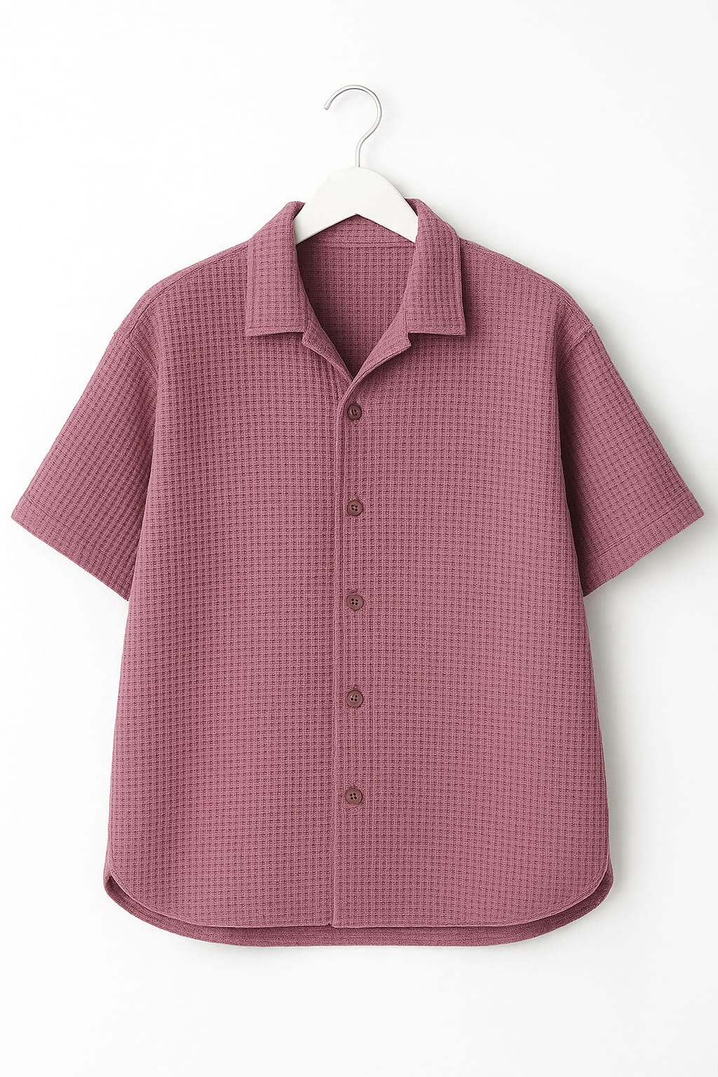 Lilac Waffle Knit Cuben Collar Shirt