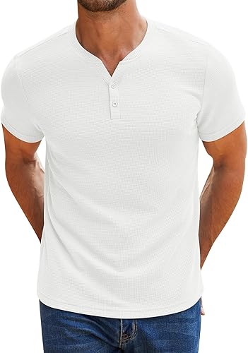 Pack of 4 WAFFLE KNIT HENLEY T-Shirts