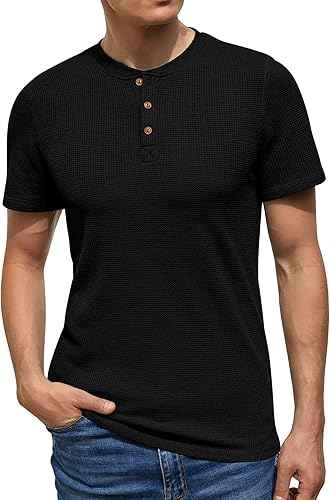 Pack of 4 WAFFLE KNIT HENLEY T-Shirts