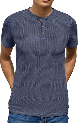 Pack of 4 WAFFLE KNIT HENLEY T-Shirts