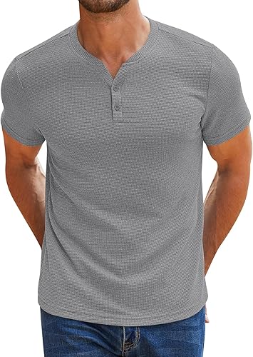 Pack of 4 WAFFLE KNIT HENLEY T-Shirts