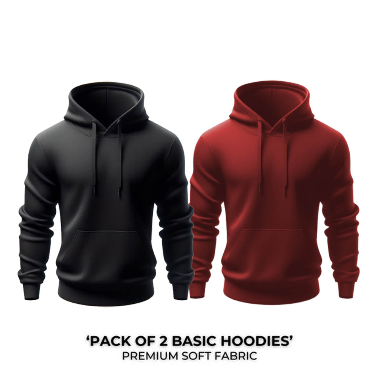 Pack of 2 Hoodies ( Black & Mahroon )