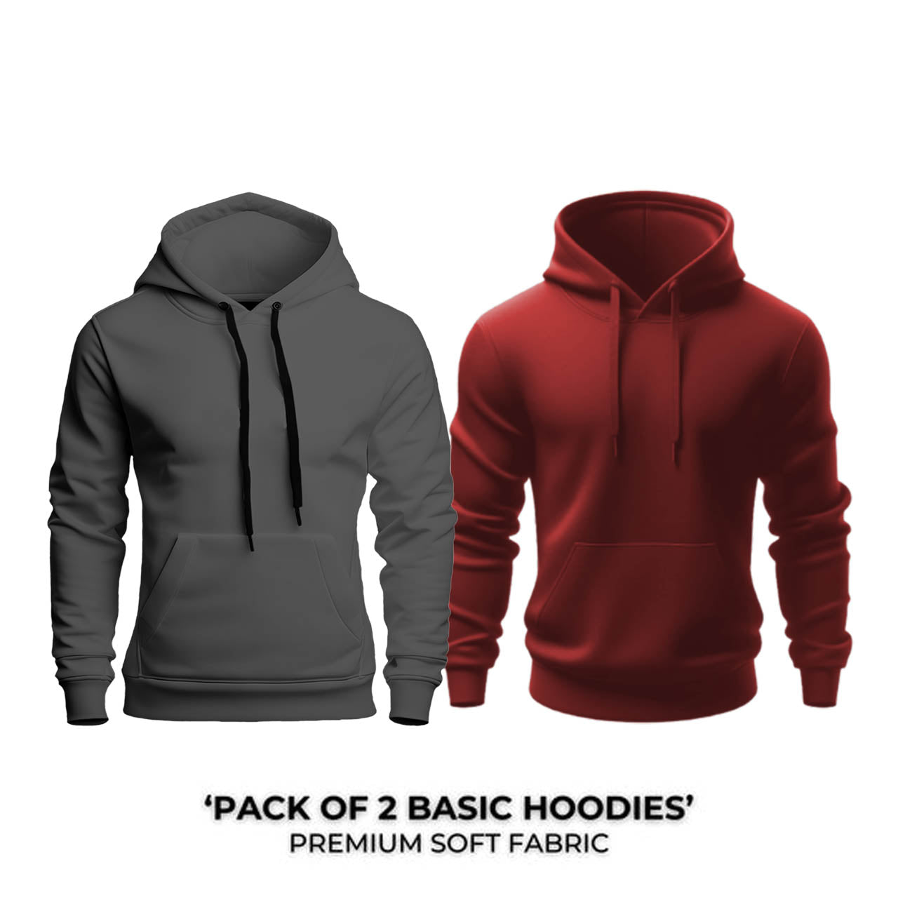Pack of 2 Hoodies ( Charcoal & Mahroon )