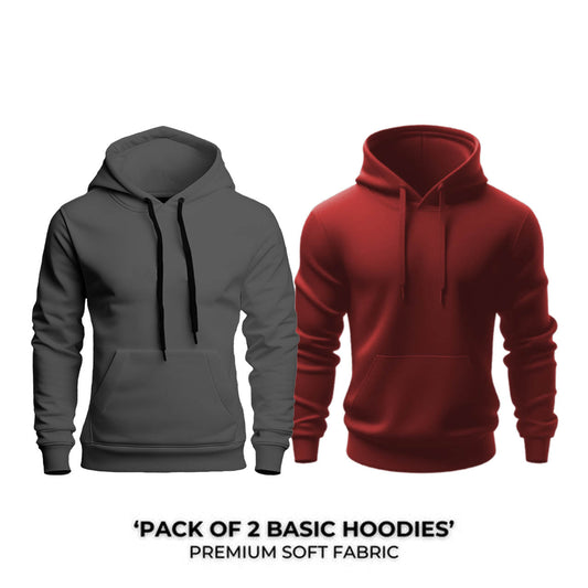 Pack of 2 Hoodies ( Charcoal & Mahroon )