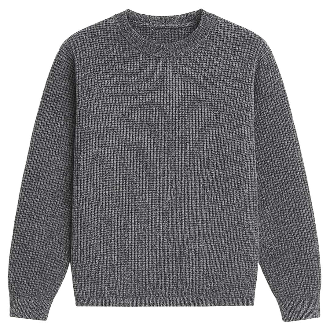 TEXTURE GREY Waffle Knit SweatShirt