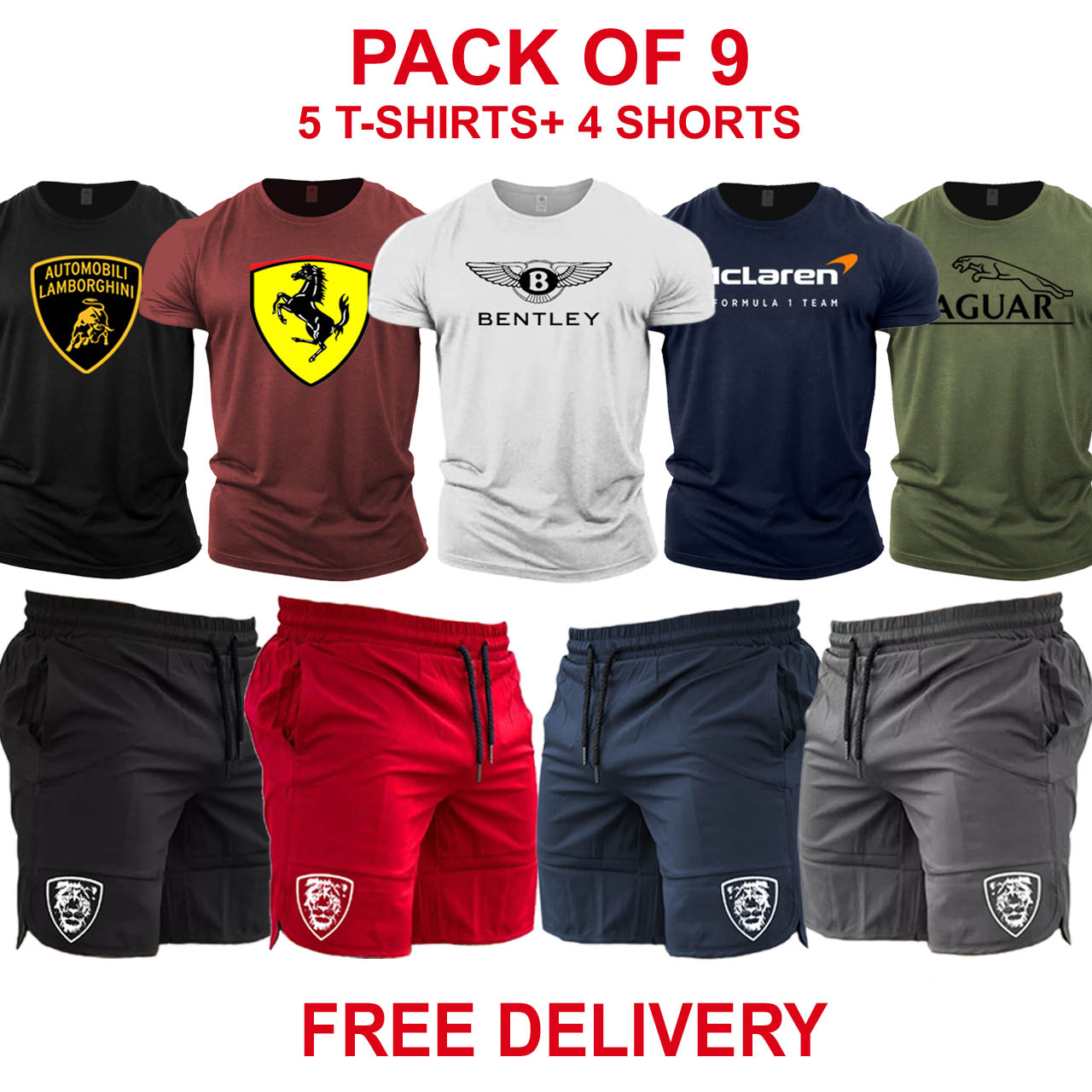 Pack of 9 Cars (T-Shirts + Shorts )