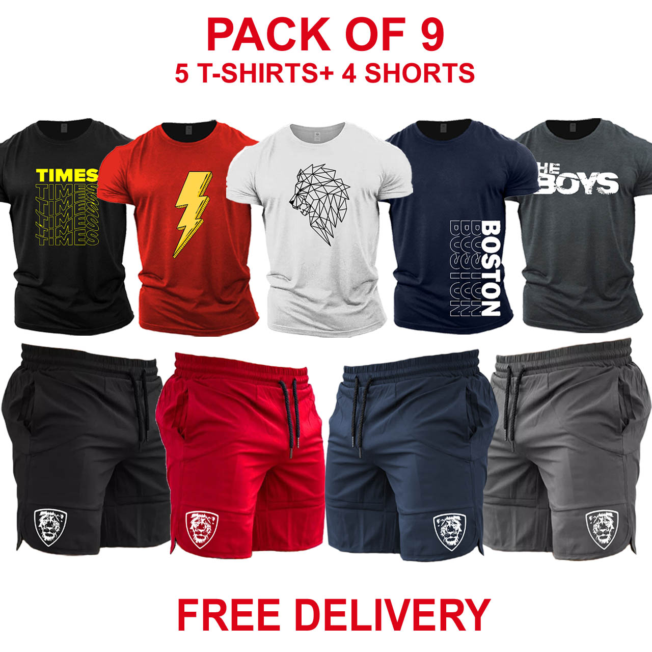 Pack of 9 Half Sleeves T-Shirts + Shorts