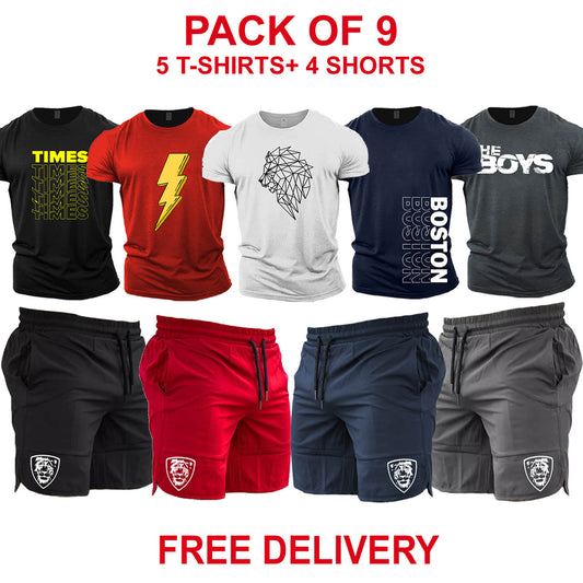 Pack of 9 Half Sleeves T-Shirts + Shorts